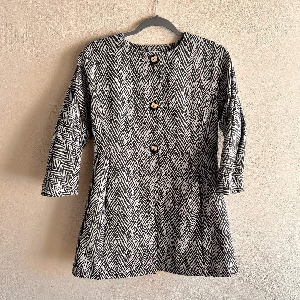 Cabi Chevron 3/4 Sleeve Chevron Jacket Crisp Casual Professional Style